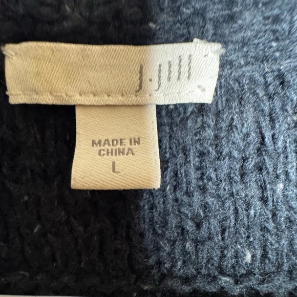 J Jill Womens Navy Longline Sweater Cardigan Sz L Textured Chunky Cabin Winter - Picture 5 of 11